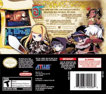 Etrian Odyssey (USA) box cover back